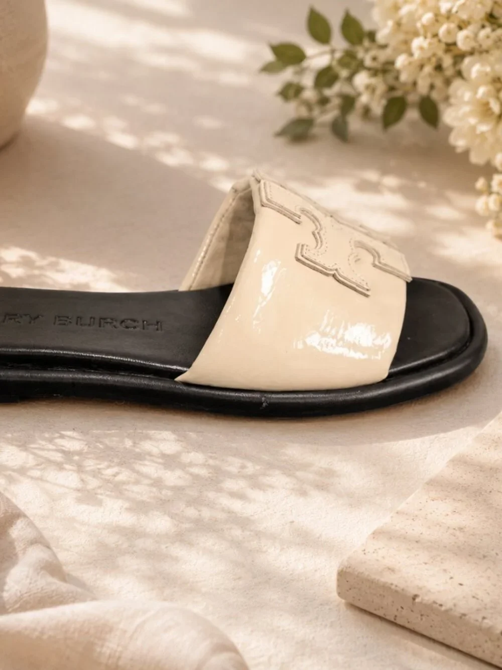 Tory Burch Double T Sport Slide Cream/Gold